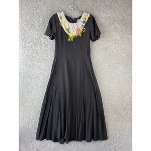 Vintage Shell Kepler Day Dress Womens Extra Small XS Black Fit & Flare